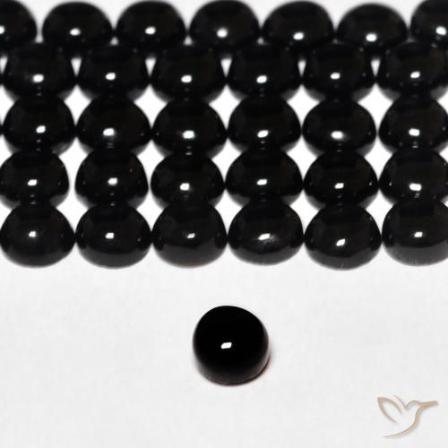 0.16ct 자연스러운 검은색 오닉스, 둥근, 불투명체