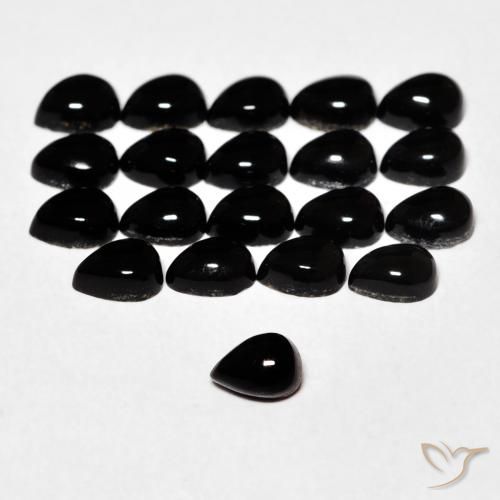 0.15캐럿 천연 검정색 오닉스, 배 모양, 3.9×3 mm, 불투명체