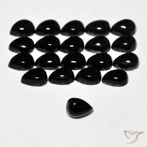 0.15캐럿 천연 검정색 오닉스, 배 모양, 3.9×3 mm, 불투명체