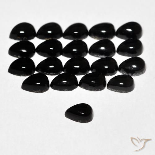 0.15캐럿 천연 검정색 오닉스, 배 모양, 3.9×3 mm, 불투명체