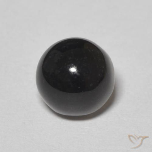 1.24ct 자연스러운 검은색 오닉스, 둥근, 불투명체