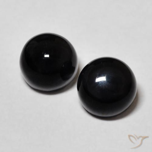 2.43캐럿 천연 검정색 오닉스 보석, 라운드 컷, 6.15 mm, 불투명체