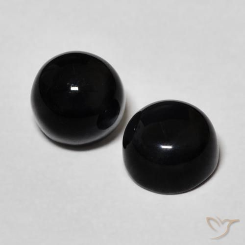 2.43캐럿 천연 검정색 오닉스 보석, 라운드 컷, 6.15 mm, 불투명체