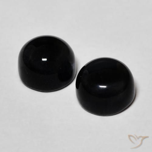 2.43캐럿 천연 검정색 오닉스 보석, 라운드 컷, 6.15 mm, 불투명체