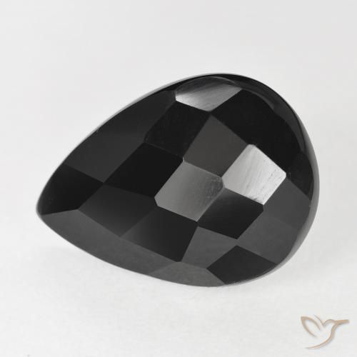 9.19ct 자연스러운 검은색 오닉스, 배 모양, 불투명체