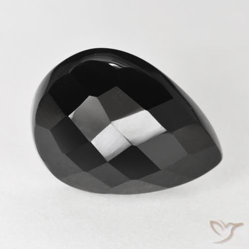 11.00ct 자연스러운 검은색 오닉스, 배 모양, 불투명체