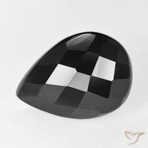 9.47ct 자연스러운 검은색 오닉스, 배 모양, 불투명체