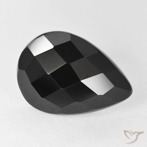 7.67ct 자연스러운 검은색 오닉스, 배 모양, 불투명체
