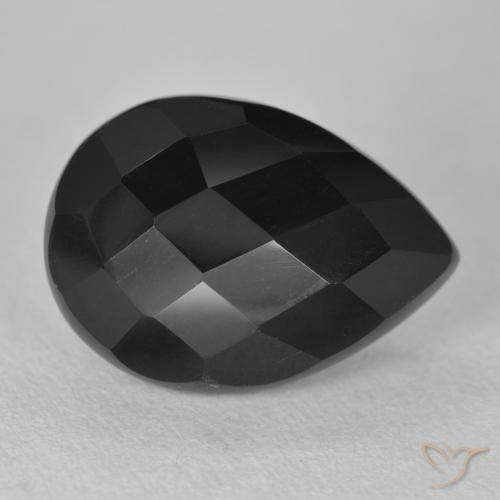 8.92ct 자연스러운 검은색 오닉스, 배 모양, 불투명체