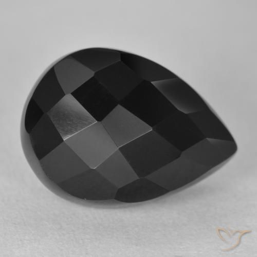 10.40ct 자연스러운 검은색 오닉스, 배 모양, 불투명체