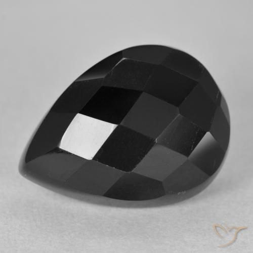10.11ct 자연스러운 검은색 오닉스, 배 모양, 불투명체