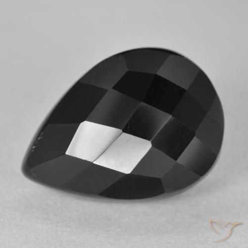 9.47ct 자연스러운 검은색 오닉스, 배 모양, 불투명체