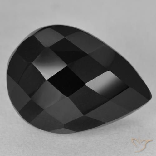 9.60ct 자연스러운 검은색 오닉스, 배 모양, 불투명체