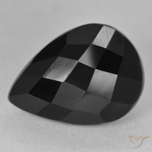 8.70ct 자연스러운 검은색 오닉스, 배 모양, 불투명체