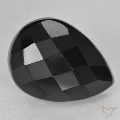 10.14ct 자연스러운 검은색 오닉스, 배 모양, 불투명체