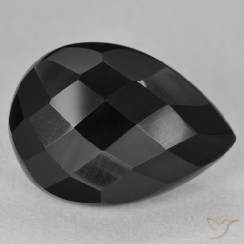 8.11ct 자연스러운 검은색 오닉스, 배 모양, 불투명체