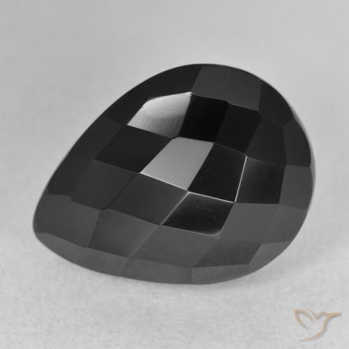 12.67ct 자연스러운 검은색 오닉스, 배 모양, 불투명체