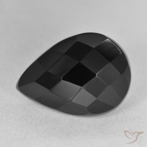 9.50ct 자연스러운 검은색 오닉스, 배 모양, 불투명체