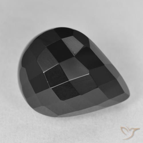 13.39ct 자연스러운 검은색 오닉스, 배 모양, 불투명체