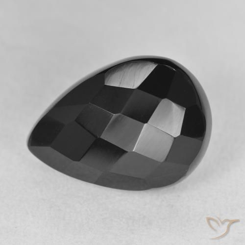 10.00ct 자연스러운 검은색 오닉스, 배 모양, 불투명체