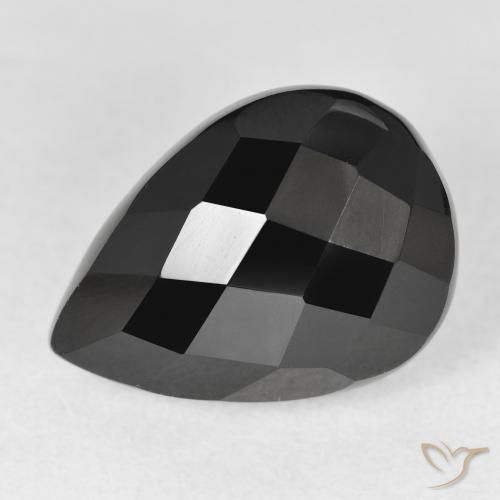 9.38ct 자연스러운 검은색 오닉스, 배 모양, 불투명체