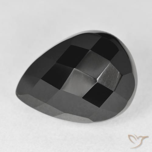 11.38ct 자연스러운 검은색 오닉스, 배 모양, 불투명체