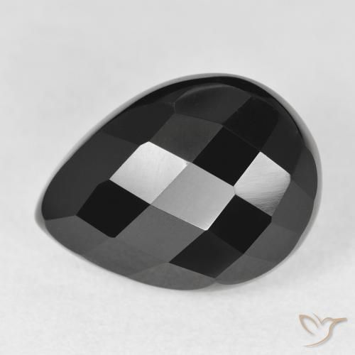 10.38ct 자연스러운 검은색 오닉스, 배 모양, 불투명체