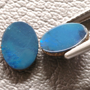 캐럿 천연 멀티컬러 오팔 더블릿 보석, 타원형 컷, 8.1×6.1 mm, 불투명체