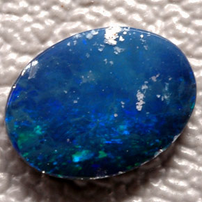 0.66캐럿 천연 멀티컬러 오팔 더블릿, 타원형 컷, 8.1×6.1 mm, 불투명체