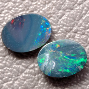 캐럿 천연 멀티컬러 오팔 더블릿 보석, 타원형 컷, 8.1×6.2 mm, 불투명체
