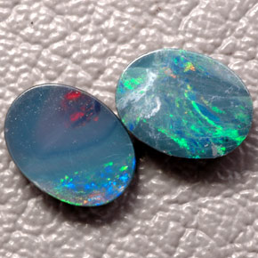 캐럿 천연 멀티컬러 오팔 더블릿 보석, 타원형 컷, 8.1×6.2 mm, 불투명체