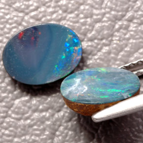캐럿 천연 멀티컬러 오팔 더블릿 보석, 타원형 컷, 8.1×6.2 mm, 불투명체