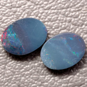 캐럿 천연 멀티컬러 오팔 더블릿 보석, 타원형 컷, 8.1×6.1 mm, 불투명체