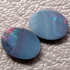 캐럿 천연 멀티컬러 오팔 더블릿 보석, 타원형 컷, 8.1×6.1 mm, 불투명체