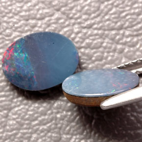 캐럿 천연 멀티컬러 오팔 더블릿 보석, 타원형 컷, 8.1×6.1 mm, 불투명체