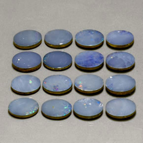 캐럿 천연 멀티컬러 오팔 더블릿 보석, 타원형 컷, 8.1×6 mm, 불투명체