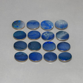 12.71캐럿 천연 블루 오팔 더블릿 보석, 타원형 컷, 8×6 mm, 불투명체