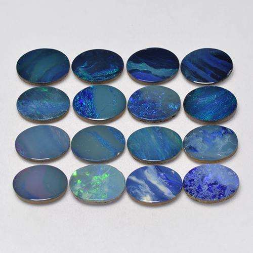 11.31캐럿 천연 멀티컬러 오팔 더블릿 보석, 타원형 컷, 8.1×6 mm, 불투명체