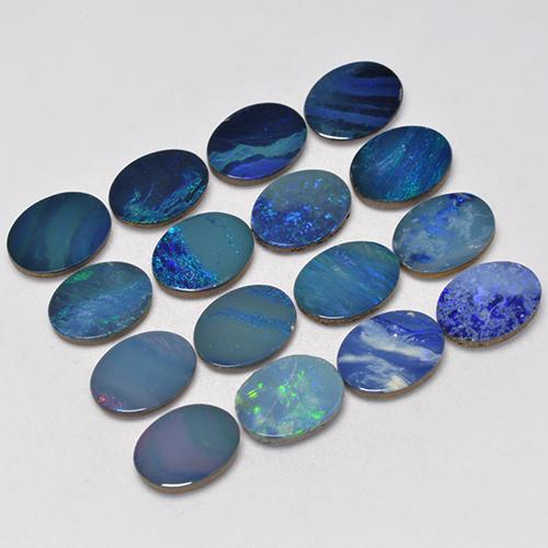 11.31캐럿 천연 멀티컬러 오팔 더블릿 보석, 타원형 컷, 8.1×6 mm, 불투명체