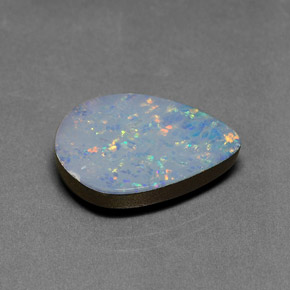 9.47캐럿 천연 멀티컬러 오팔 더블릿, 배 모양, 19.5×14.9 mm, 불투명체