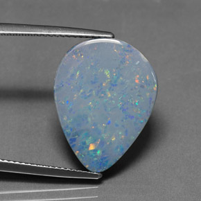 9.47캐럿 천연 멀티컬러 오팔 더블릿, 배 모양, 19.5×14.9 mm, 불투명체