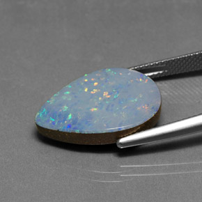 9.47캐럿 천연 멀티컬러 오팔 더블릿, 배 모양, 19.5×14.9 mm, 불투명체