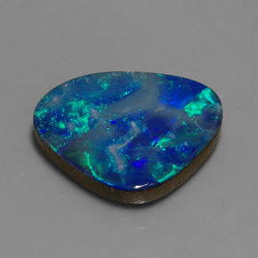 9.48캐럿 천연 멀티컬러 오팔 더블릿, 멋진 모양, 18.8×14.9 mm, 불투명체