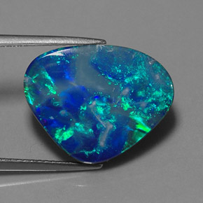 9.48캐럿 천연 멀티컬러 오팔 더블릿, 멋진 모양, 18.8×14.9 mm, 불투명체