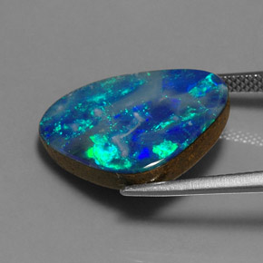 9.48캐럿 천연 멀티컬러 오팔 더블릿, 멋진 모양, 18.8×14.9 mm, 불투명체