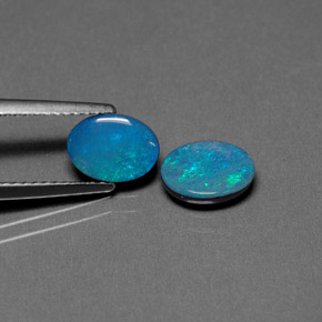 캐럿 천연 멀티컬러 오팔 더블릿 보석, 타원형 컷, 8.1×6.1 mm, 불투명체
