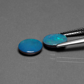 캐럿 천연 멀티컬러 오팔 더블릿 보석, 타원형 컷, 8.1×6.1 mm, 불투명체