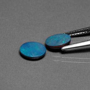 캐럿 천연 멀티컬러 오팔 더블릿 보석, 타원형 컷, 8.1×6 mm, 불투명체