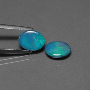 캐럿 천연 멀티컬러 오팔 더블릿 보석, 타원형 컷, 8.1×6.2 mm, 불투명체