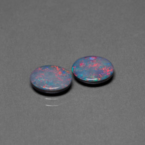 캐럿 천연 멀티컬러 오팔 더블릿 보석, 타원형 컷, 8×6 mm, 불투명체